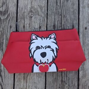 Marc Tetro Westie Dog Zip Pouch – Red Cosmetic & Accessory Bag with Front Pocket